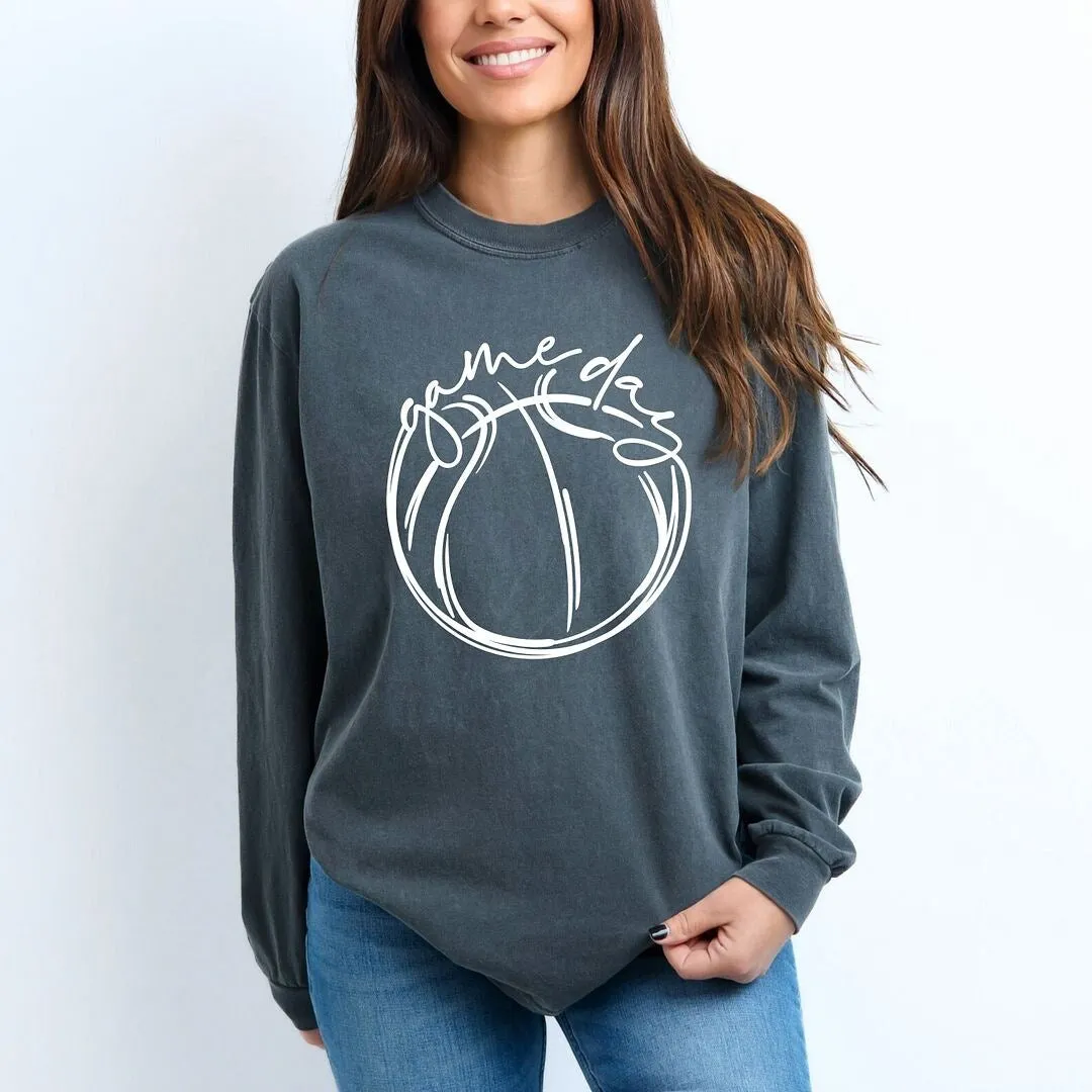 Game Day Basketball Garment Dyed Long Sleeve sold by Zulily product image thumbnail 3