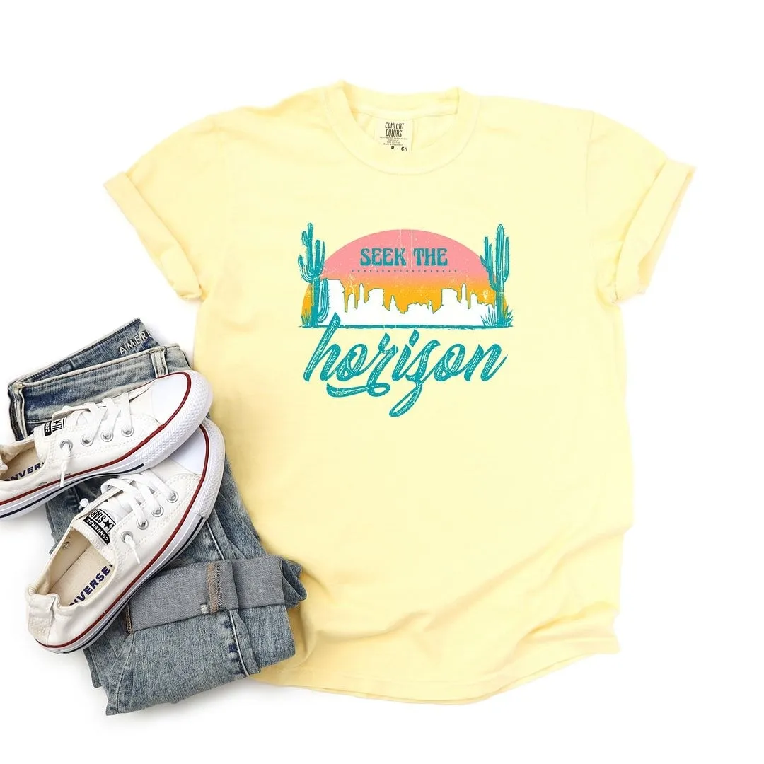 Seek The Horizon Garment Dyed Tee sold by Zulily