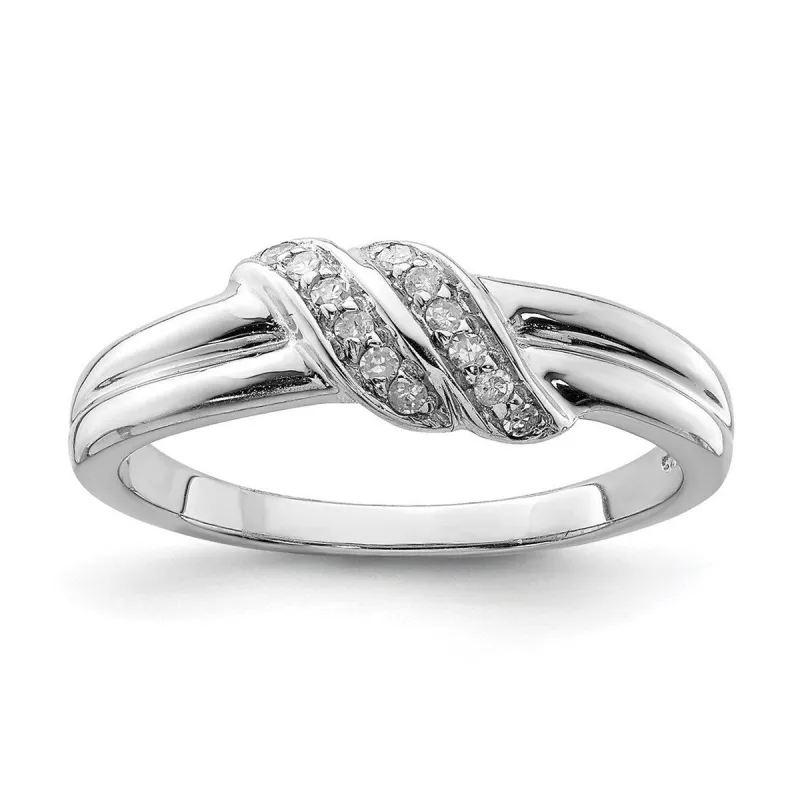Curata 925 Sterling Silver Polished Rhodium Plated Diamond Ring 2mm sold by Zulily