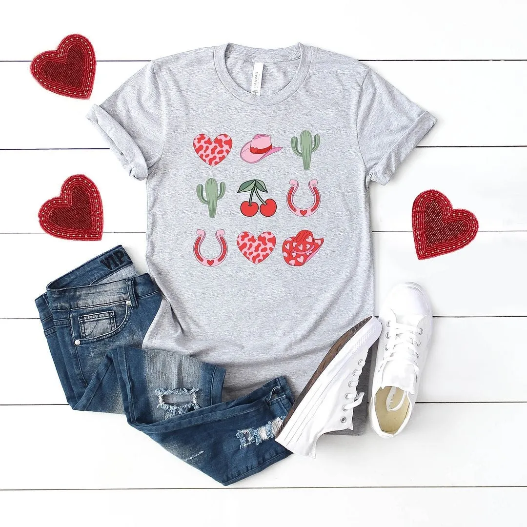 Cowgirl Valentine Chart Short Sleeve Crewnneck Tee sold by Zulily