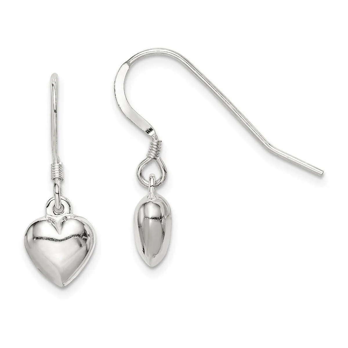 Curata 925 Sterling Silver Hollow Polished Heart Dangle Earrings - 24x9mm sold by Zulily