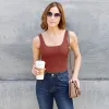 Deep Red Square Neck Wide Strap Tank sold by Zulily