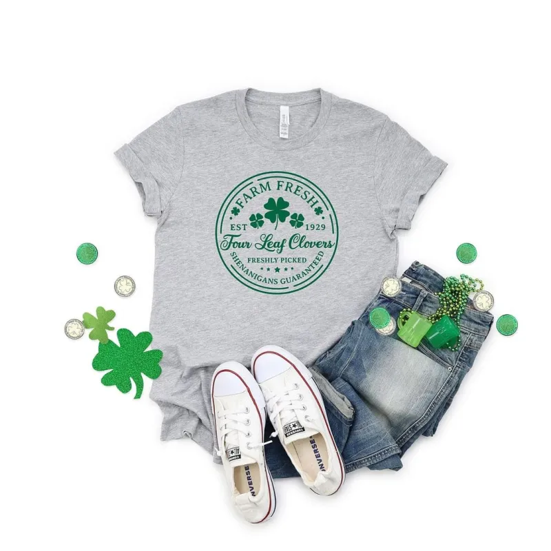 Farm Fresh Four Leaf Clovers Short Sleeve Crewnneck Tee sold by Zulily