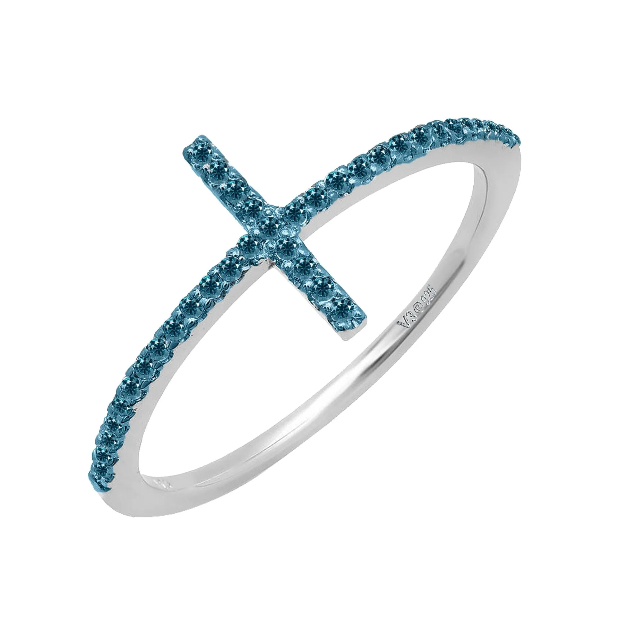 Sterling Silver 0.30CT Natural Blue Diamond Cross Ring sold by Zulily product image thumbnail 2