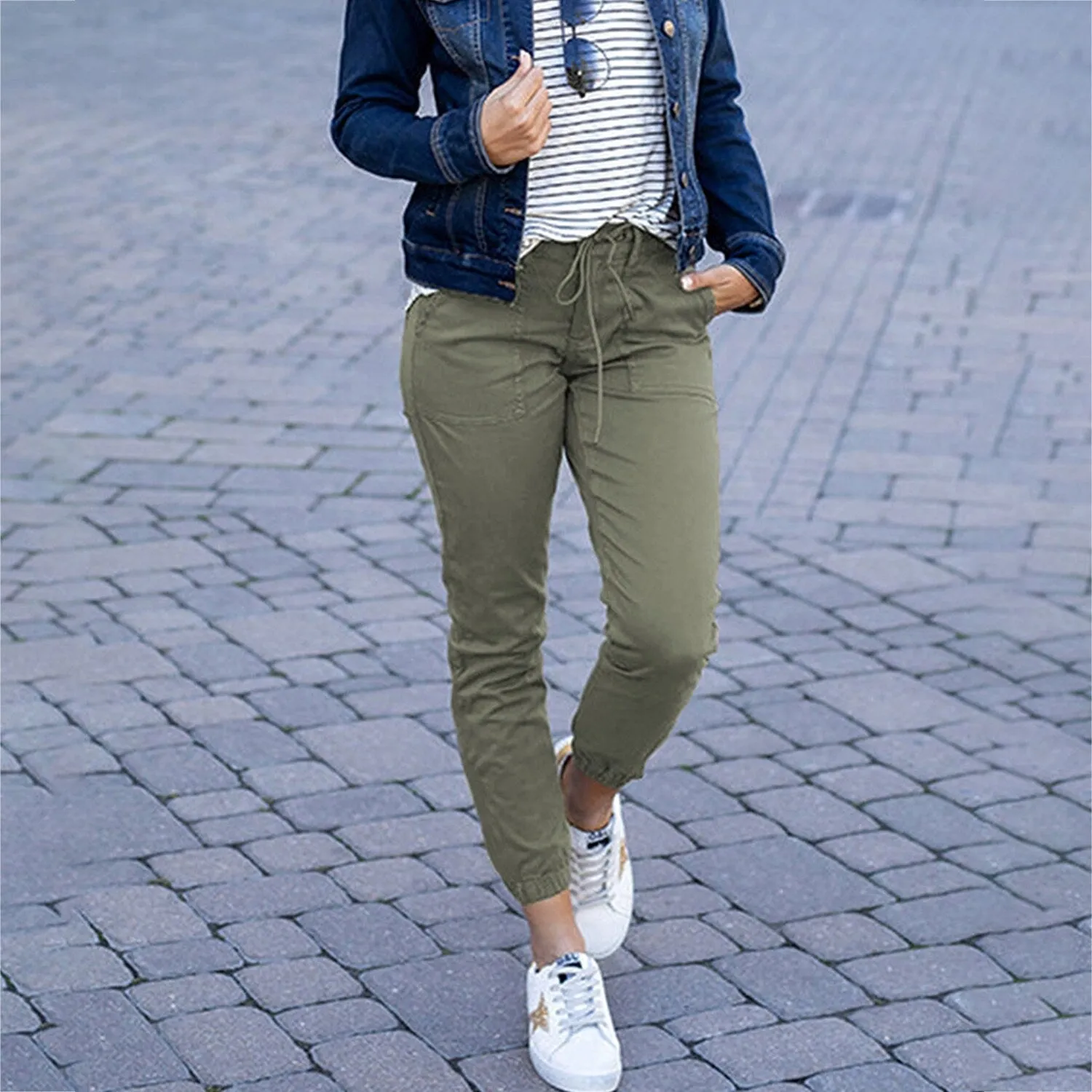 Grey Drawstring Cropped Pants sold by Zulily product image thumbnail 2