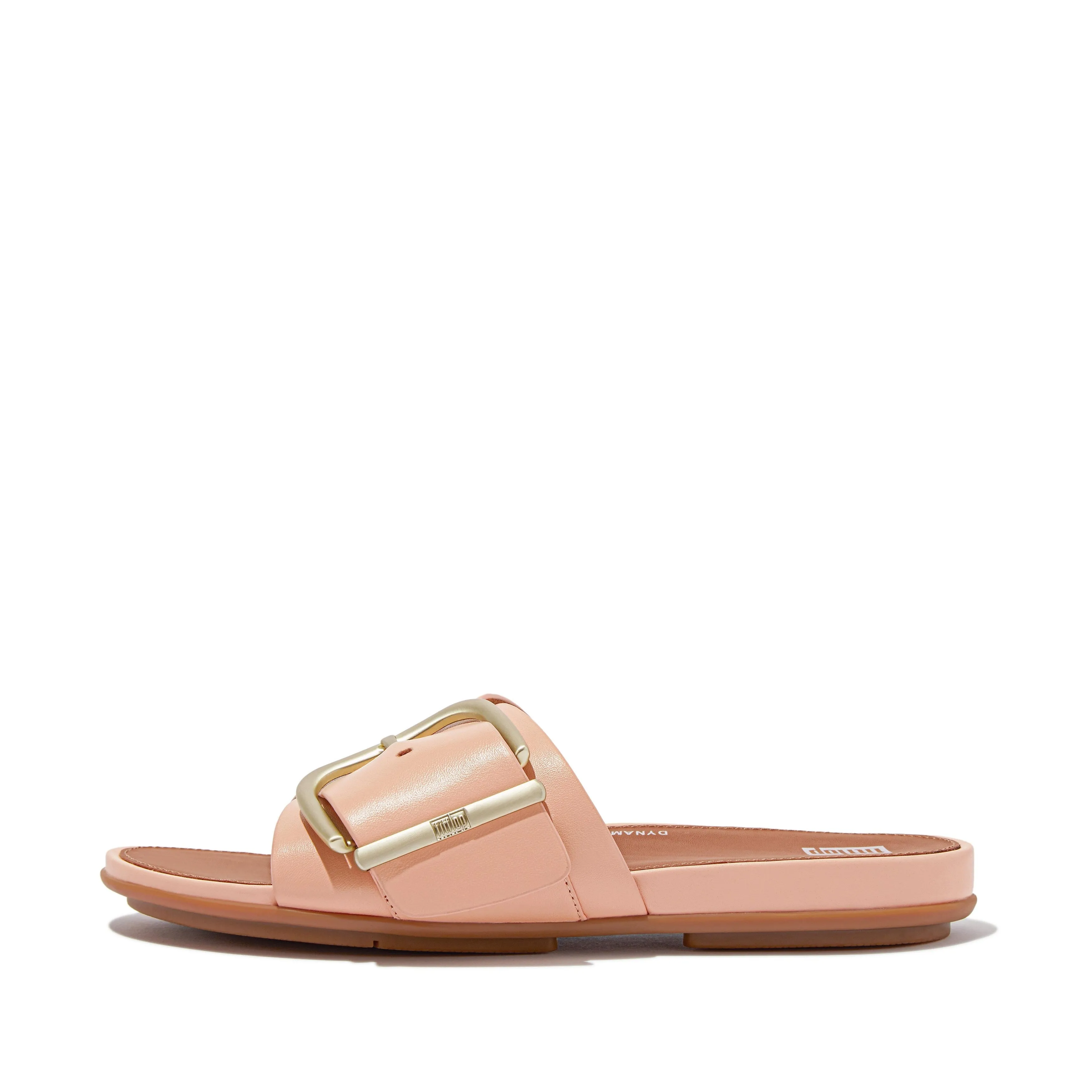 GRACIE Maxi-Buckle Leather Slides sold by Zulily