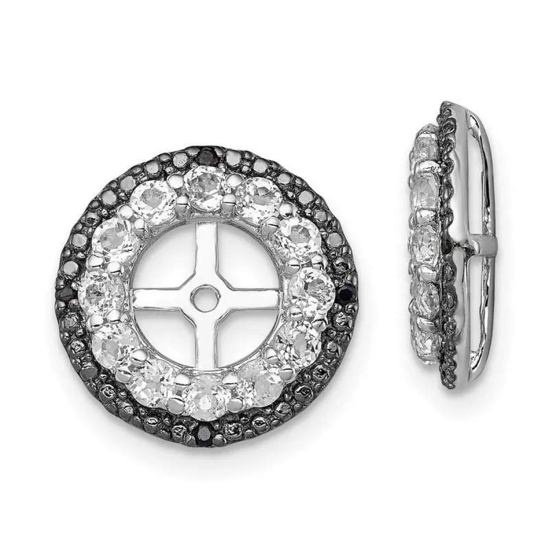 Curata 925 Sterling Silver 13mm White Topaz and Black Sapphire Earring Jackets sold by Zulily