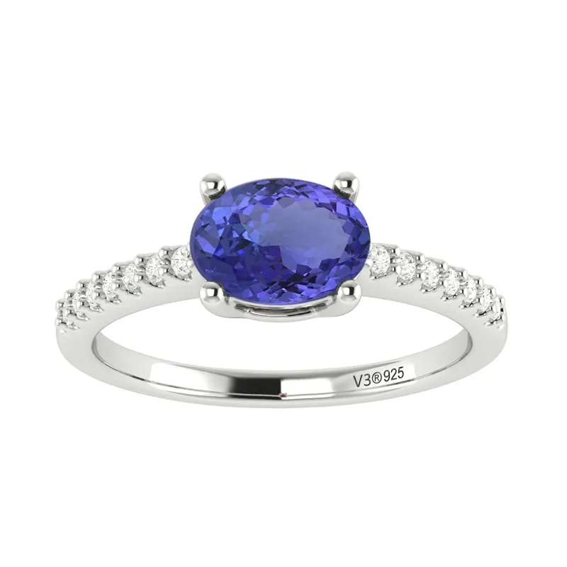 Sterling Silver with Natural Tanzanite and White Topaz Solitaire Ring sold by Zulily