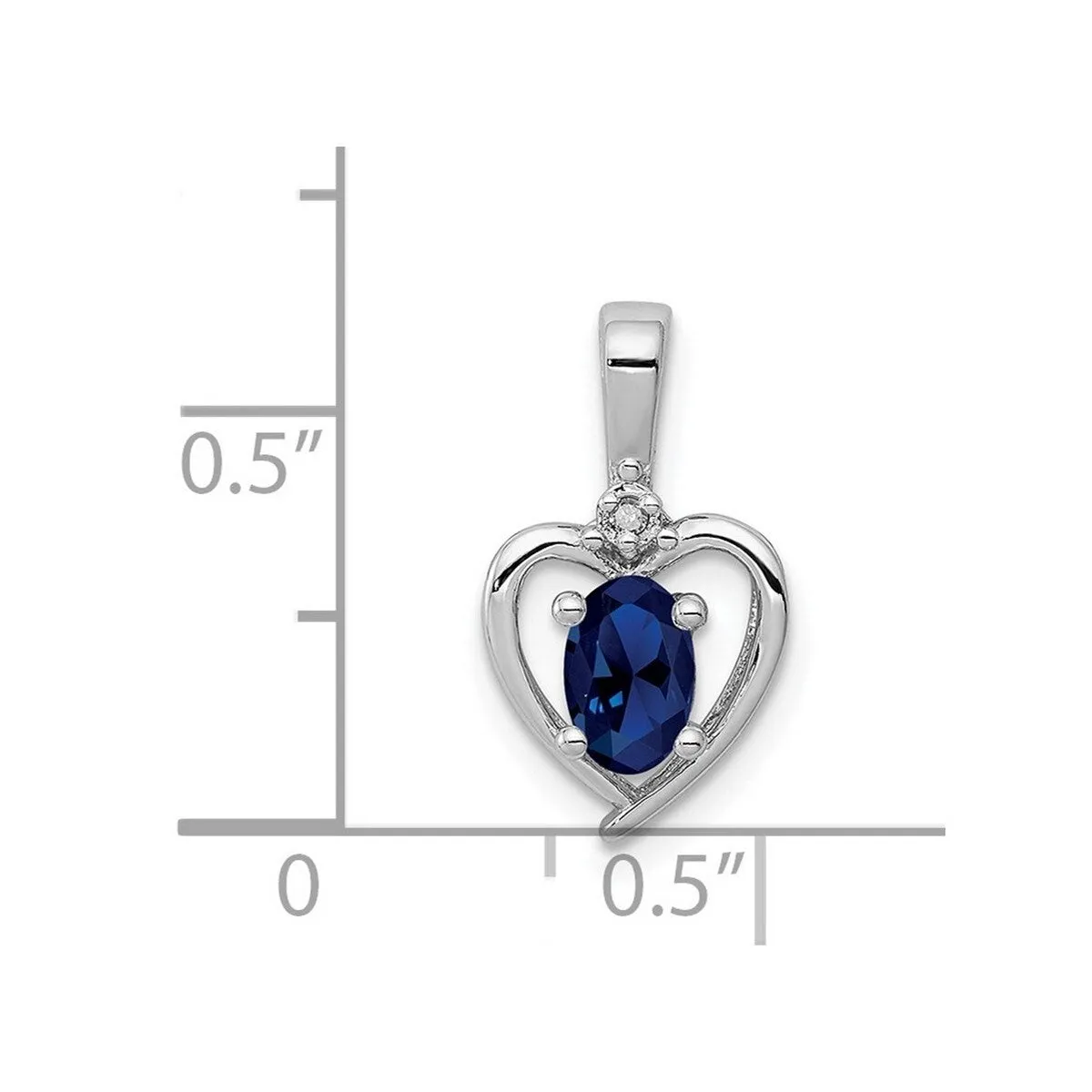 Curata 925 Sterling Silver Created Sapphire and Diamond Pendant Necklace 16x10mm sold by Zulily product image thumbnail 4