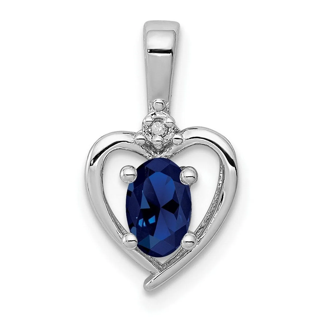 Curata 925 Sterling Silver Created Sapphire and Diamond Pendant Necklace 16x10mm sold by Zulily