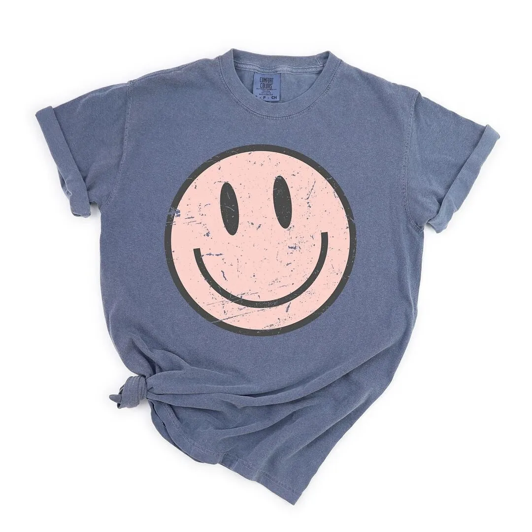 Pink Smiley Face Grunge Garment Dyed Tee sold by Zulily product image thumbnail 2