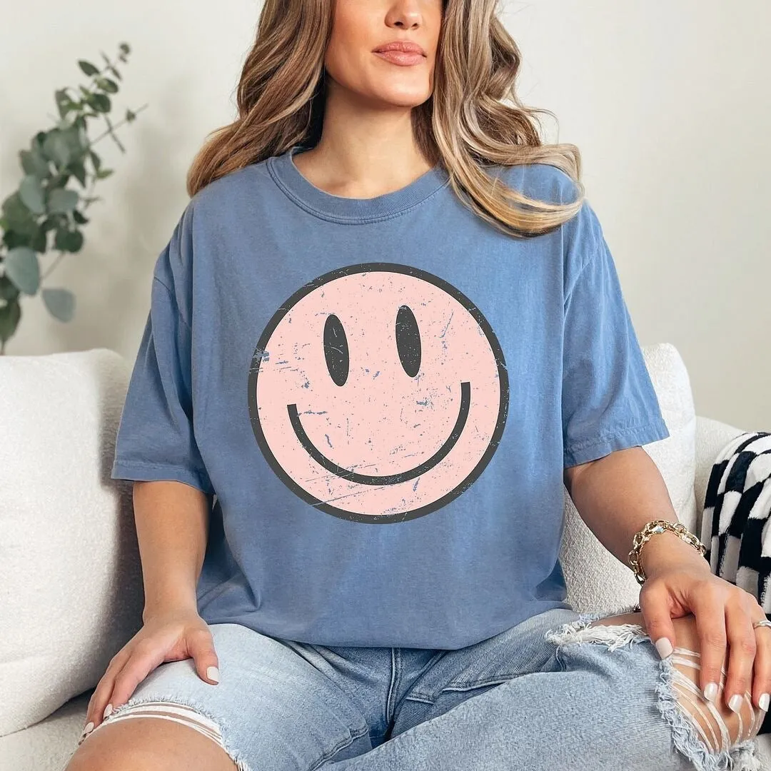 Pink Smiley Face Grunge Garment Dyed Tee sold by Zulily product image thumbnail 3