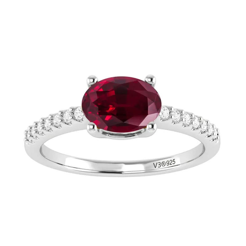 Sterling Silver Ruby and White Topaz Solitaire Ring sold by Zulily