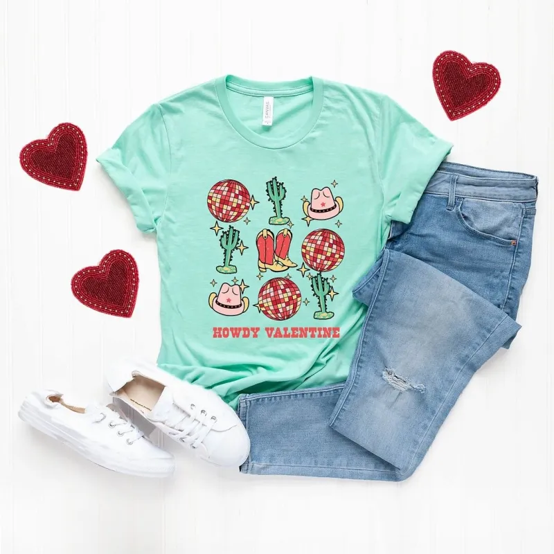 Cowgirl Valentine Disco Short Sleeve Crewnneck Tee sold by Zulily