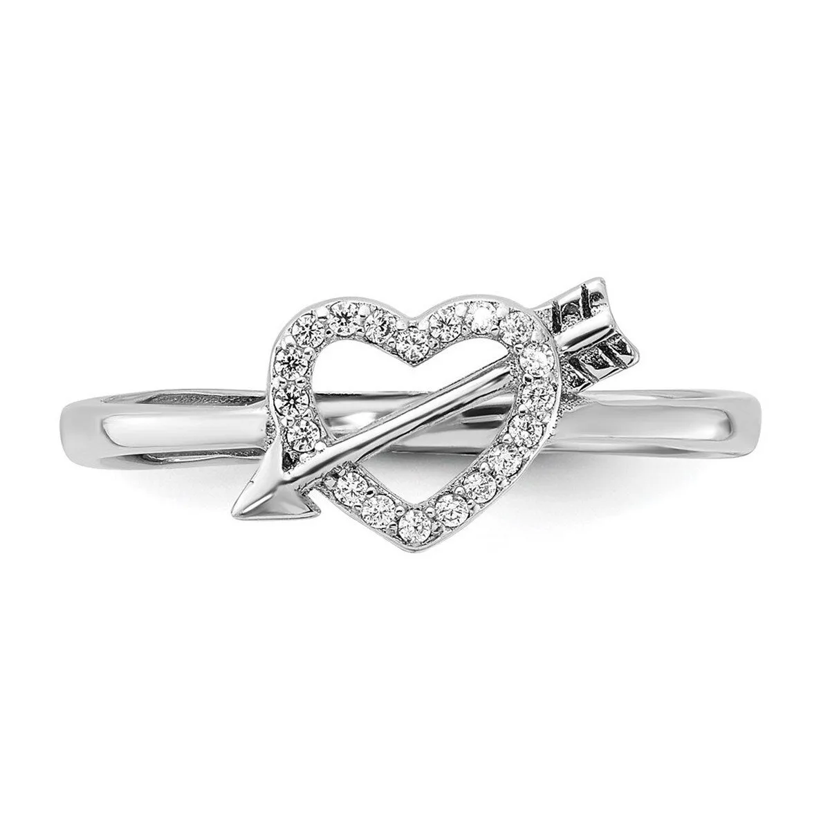 Curata 925 Sterling Silver Rhodium Plated Cubic Zirconia Heart With Arrow Adjustable Ring sold by Zulily product image thumbnail 5