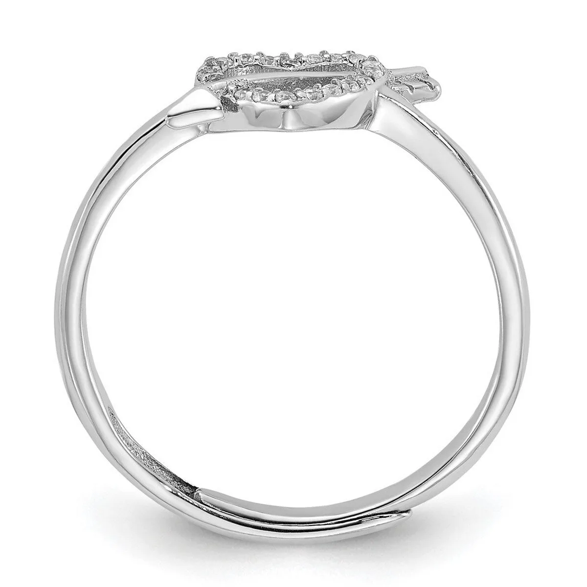 Curata 925 Sterling Silver Rhodium Plated Cubic Zirconia Heart With Arrow Adjustable Ring sold by Zulily product image thumbnail 4