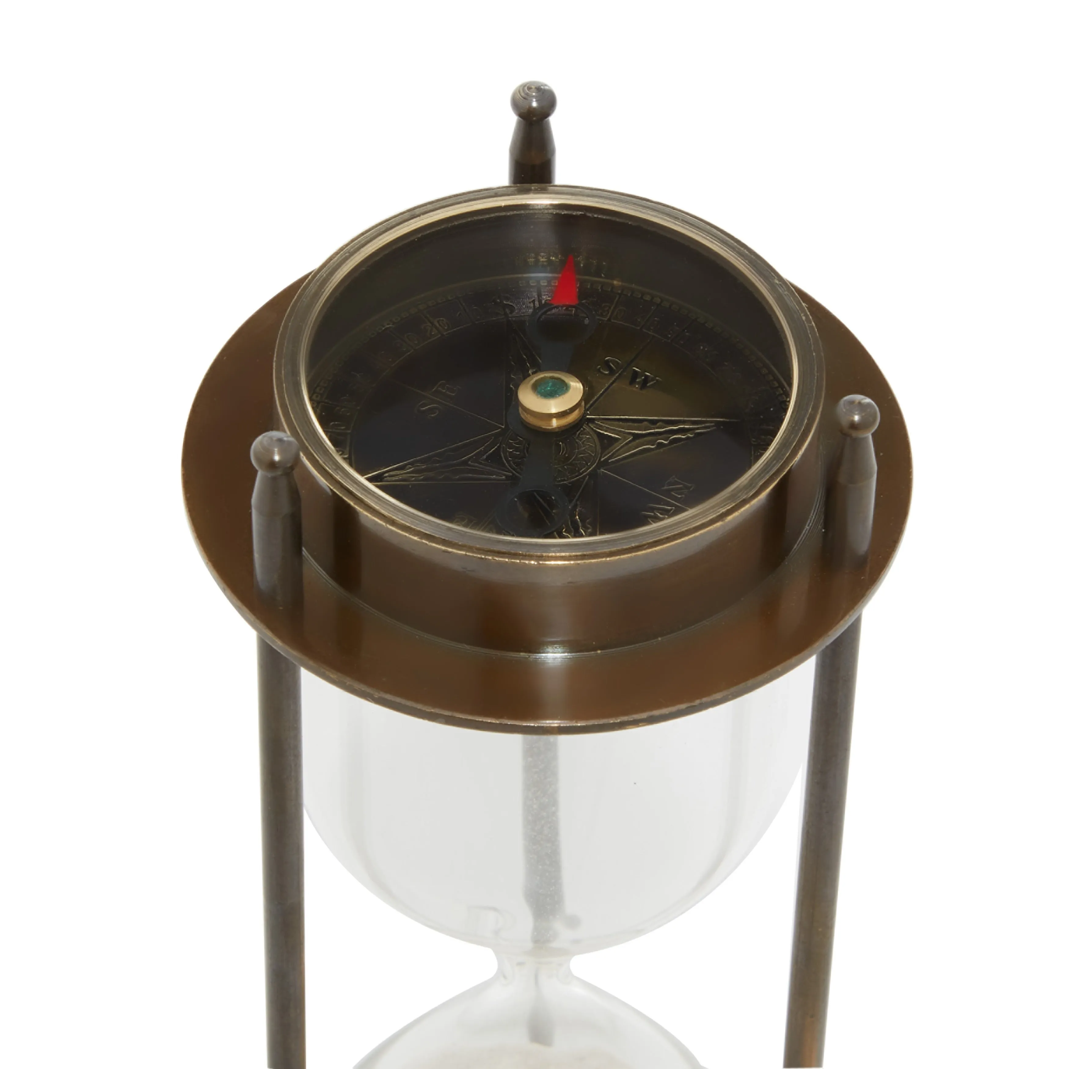 Brown Brass Hourglass Sand Timer with Compass Top - 3 x 3 x 7 sold by Zulily product image thumbnail 4