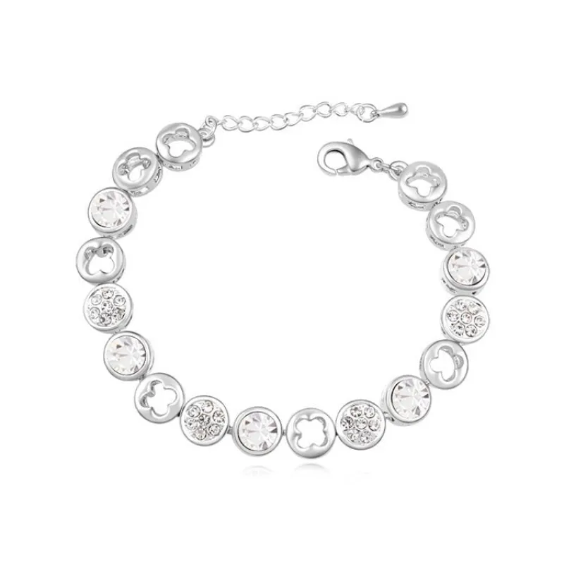 Clear Silvertone Clover Bracelet With Swarovski Crystals sold by Zulily