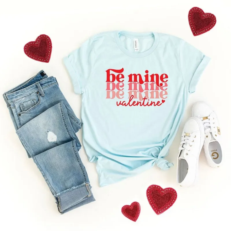 Be Mine Valentine Stacked Short Sleeve Crewnneck Tee made by Zulily