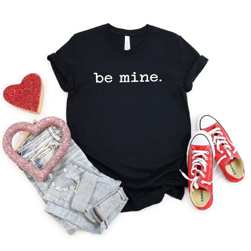 Be Mine Typewriter Short Sleeve Crewnneck Tee sold by Zulily
