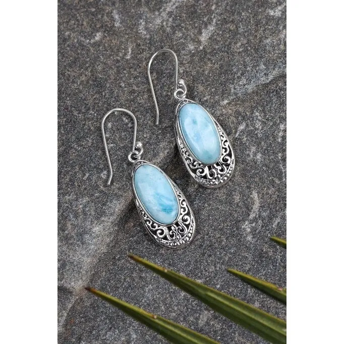 YS Gems Sterling Silver Larimar Gemstone Dangle Earring - 0.51 x 1.61 sold by Zulily product image thumbnail 2