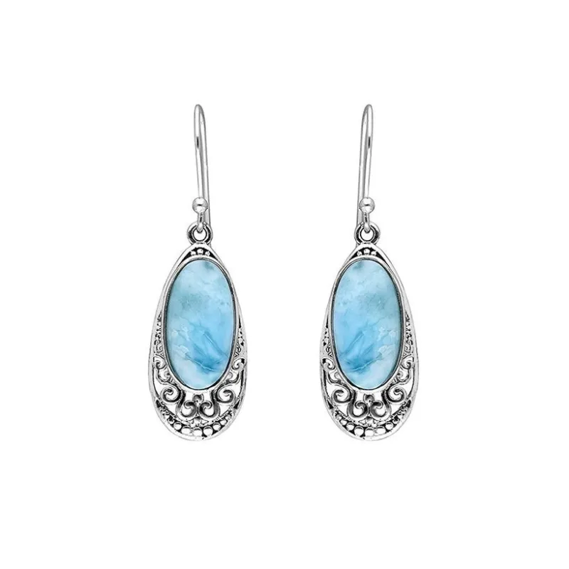 YS Gems Sterling Silver Larimar Gemstone Dangle Earring - 0.51 x 1.61 sold by Zulily