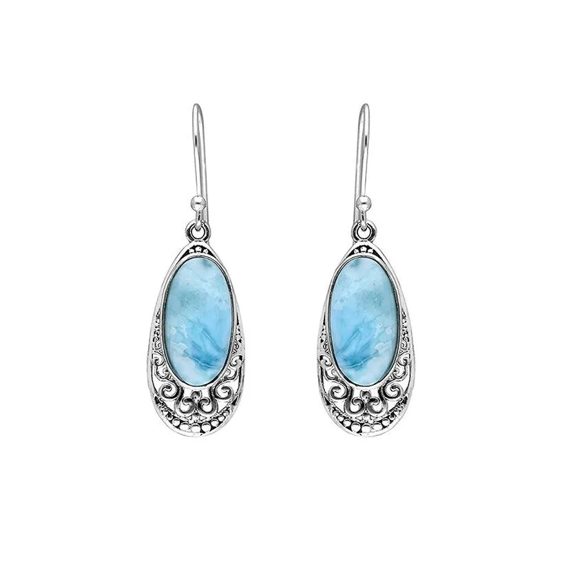 YS Gems Sterling Silver Larimar Gemstone Dangle Earring - 0.51 x 1.61 sold by Zulily