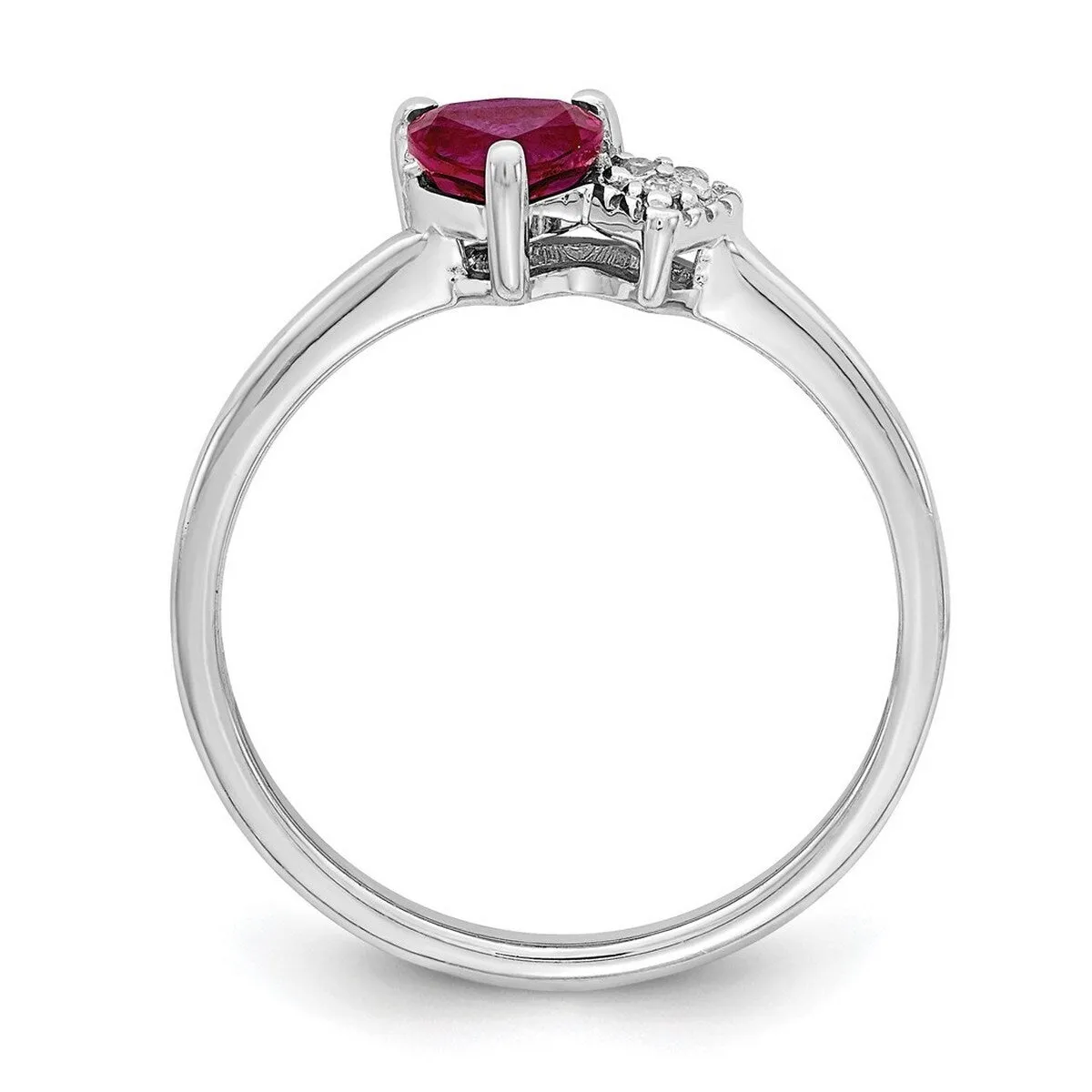 Curata 925 Sterling Silver Polished Created Ruby and Diamond Ring sold by Zulily product image thumbnail 4
