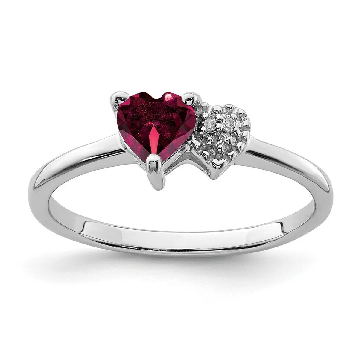 Curata 925 Sterling Silver Polished Created Ruby and Diamond Ring sold by Zulily
