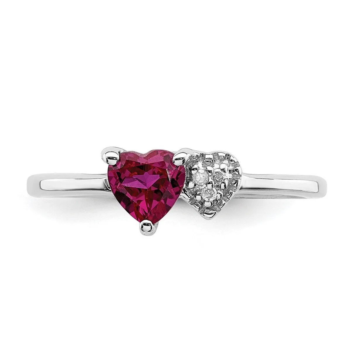 Curata 925 Sterling Silver Polished Created Ruby and Diamond Ring sold by Zulily product image thumbnail 5