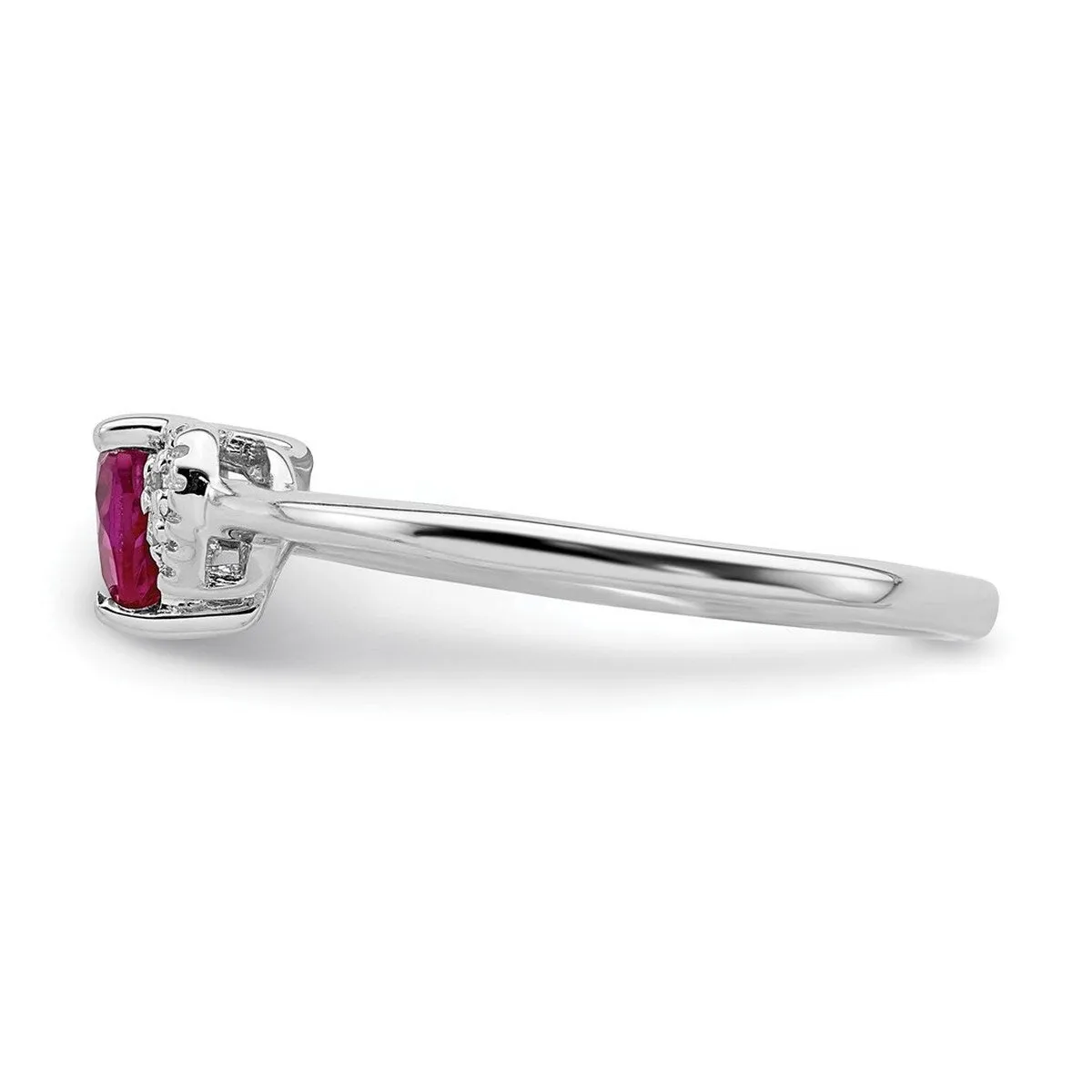Curata 925 Sterling Silver Polished Created Ruby and Diamond Ring sold by Zulily product image thumbnail 3