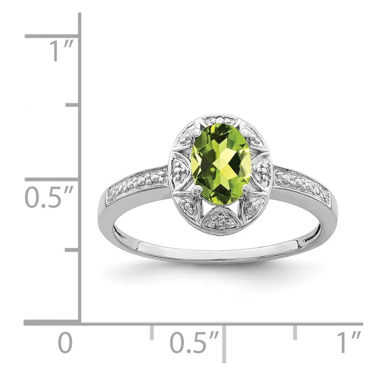 Curata 925 Sterling Silver Oval Polished Diamond and Peridot Ring 2mm sold by Zulily product image thumbnail 4