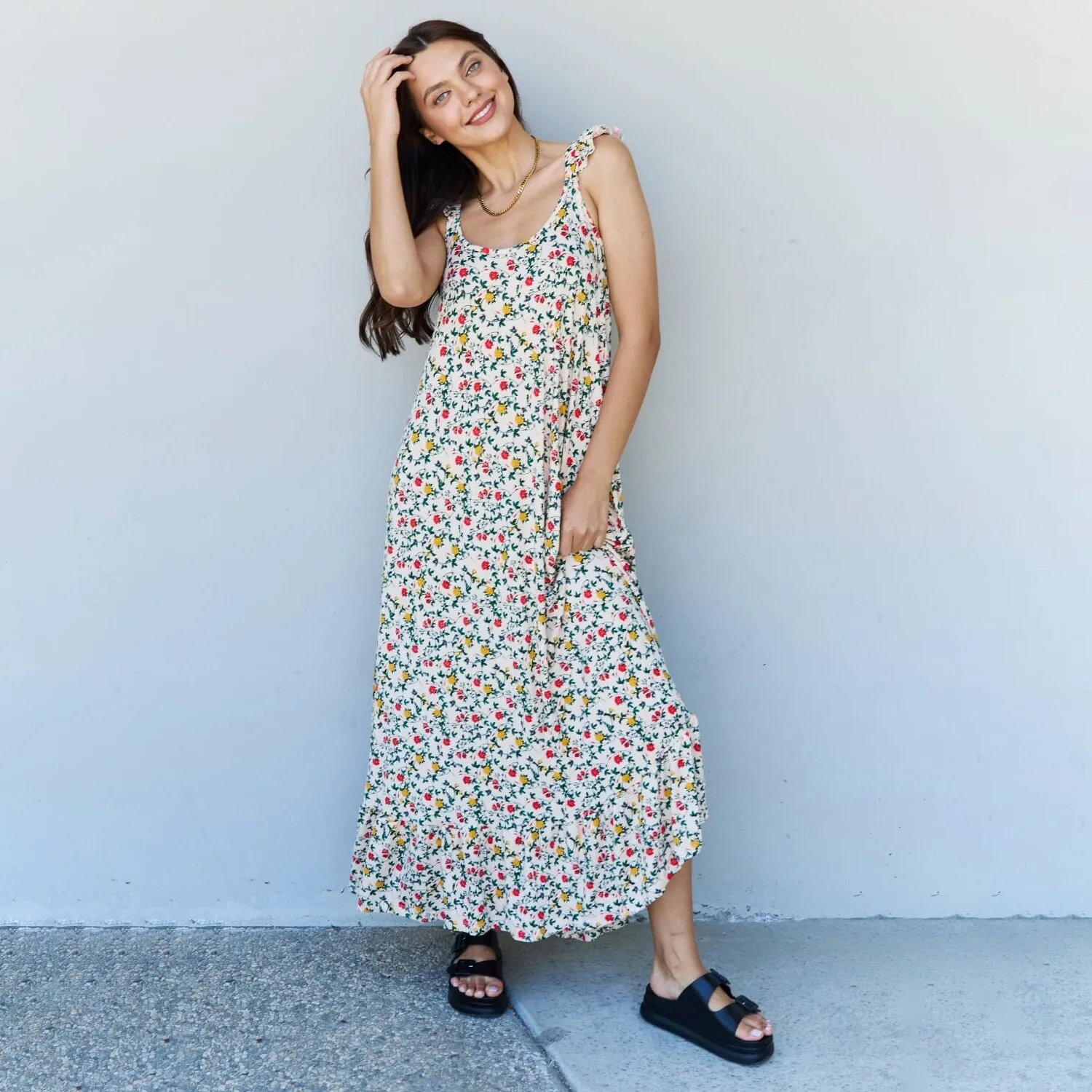Rose Floral Ruffle Maxi Dress sold by Zulily
