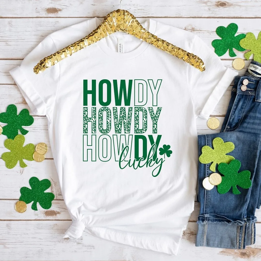 Leopard Howdy Lucky Short Sleeve Crewnneck Tee sold by Zulily