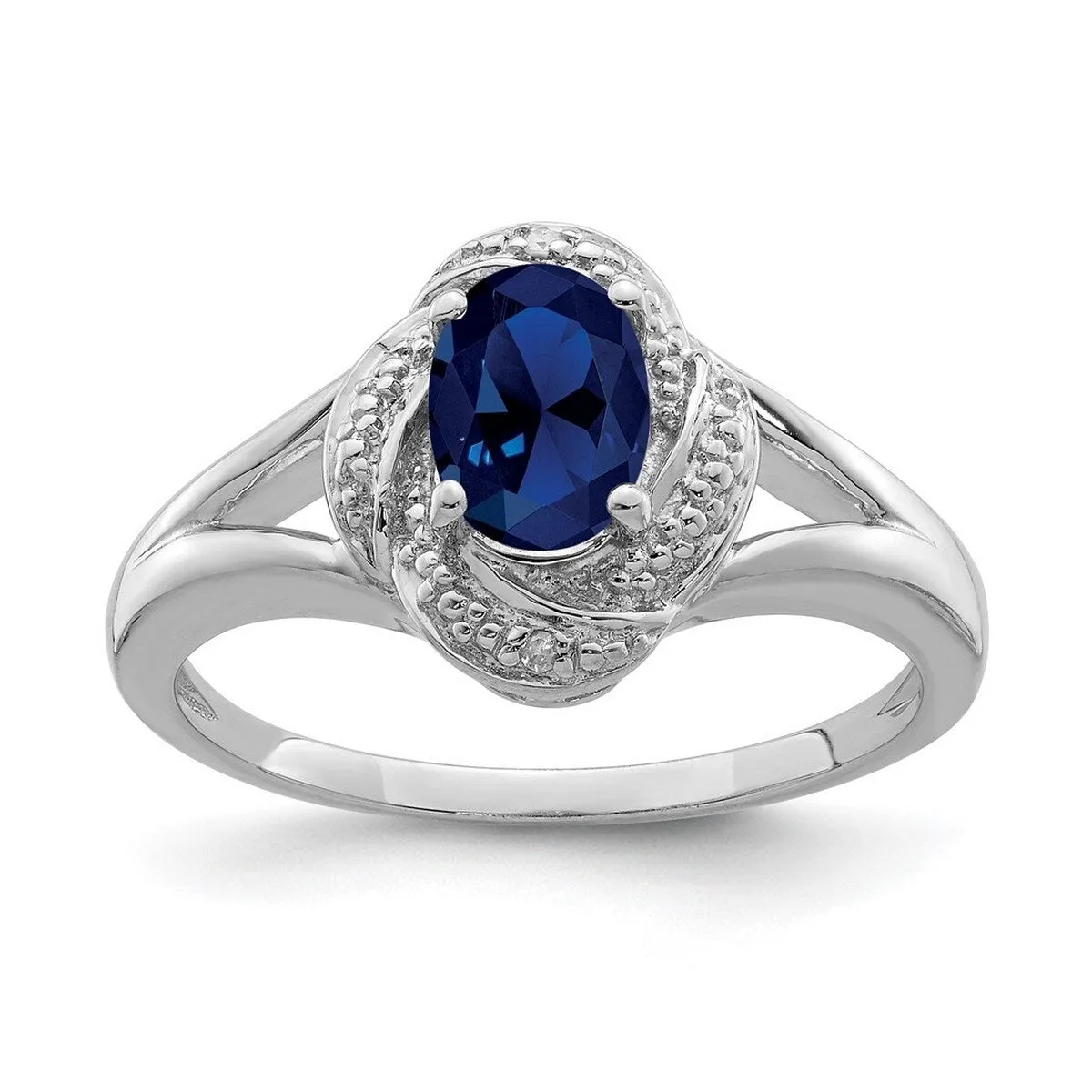 Curata 925 Sterling Silver Polished Diamond and Created Sapphire Ring 2mm sold by Zulily