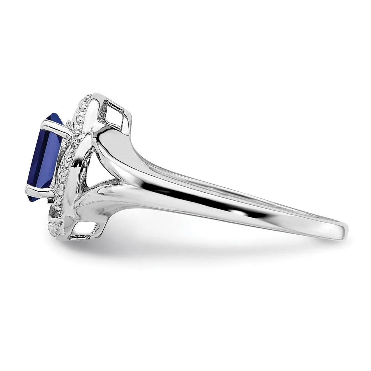 Curata 925 Sterling Silver Polished Diamond and Created Sapphire Ring 2mm sold by Zulily product image thumbnail 3