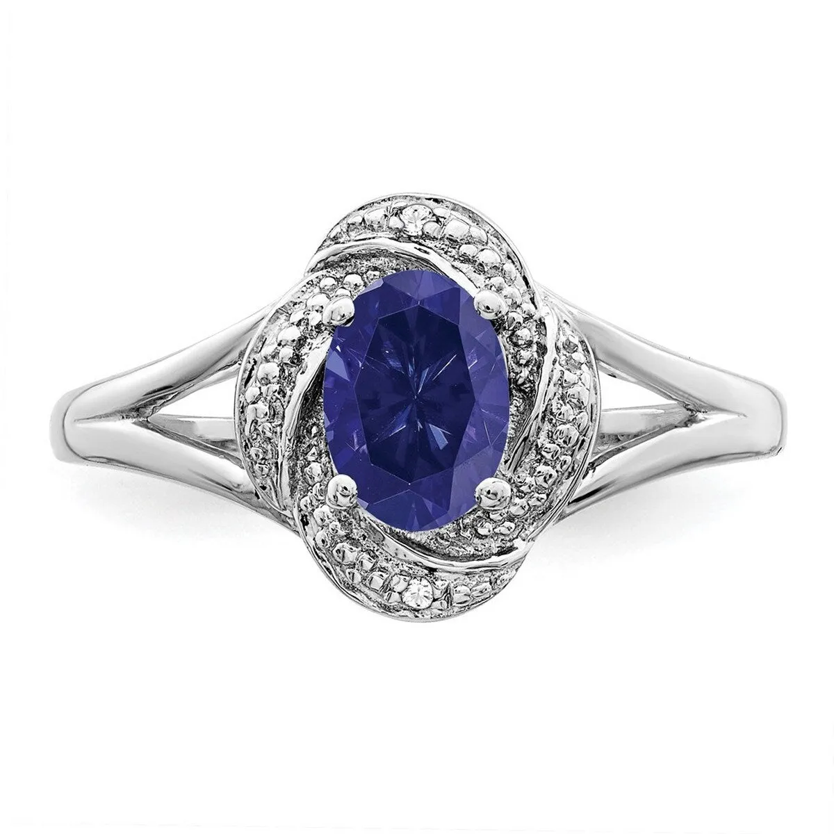 Curata 925 Sterling Silver Polished Diamond and Created Sapphire Ring 2mm sold by Zulily product image thumbnail 5