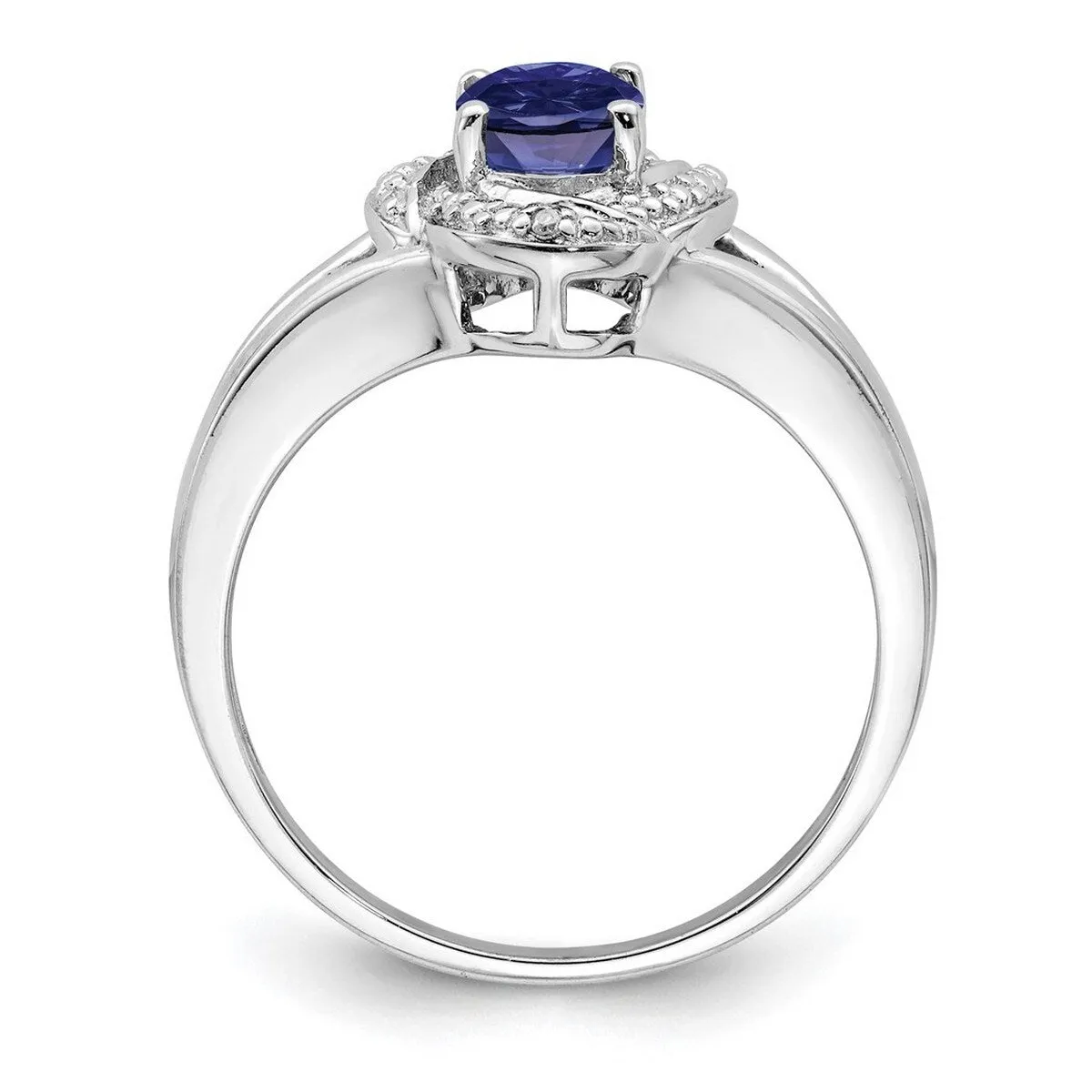 Curata 925 Sterling Silver Polished Diamond and Created Sapphire Ring 2mm sold by Zulily product image thumbnail 4