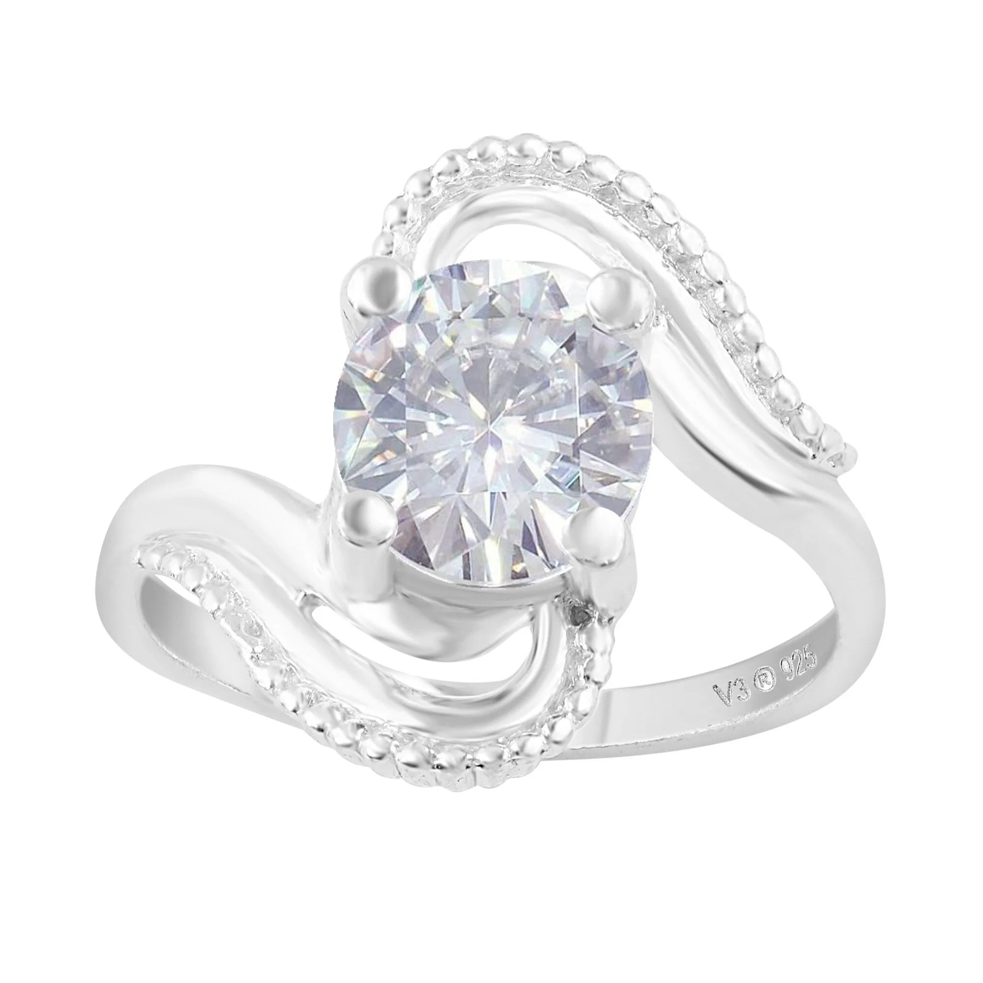 V3 Jewelry Sterling Silver Moissanite Solitaire Ring sold by Zulily