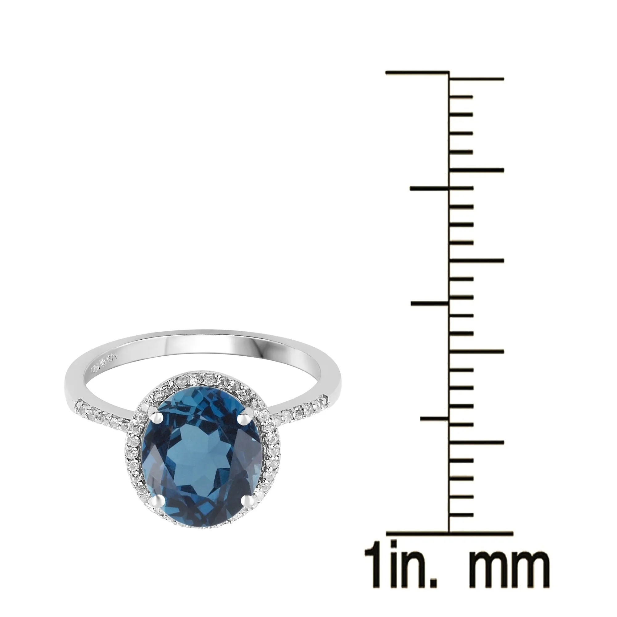 Sterling Silver with Natural London Blue Topaz and White Topaz Halo Ring sold by Zulily product image thumbnail 3
