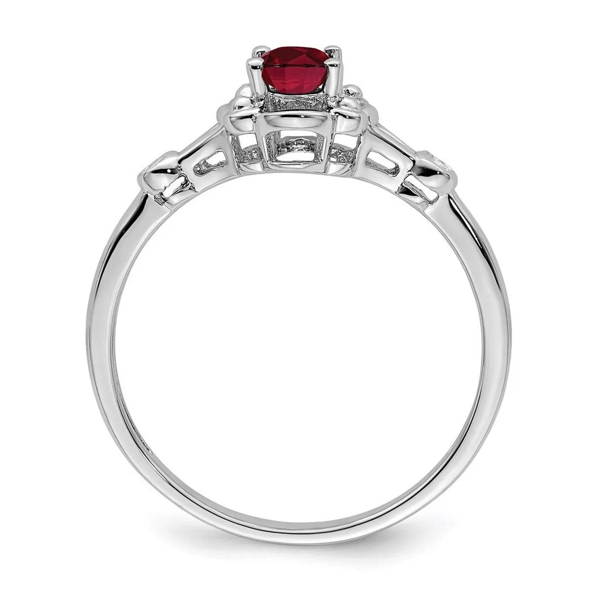 Curata 925 Sterling Silver Polished Created Ruby and Diamond Ring 2mm sold by Zulily product image thumbnail 4