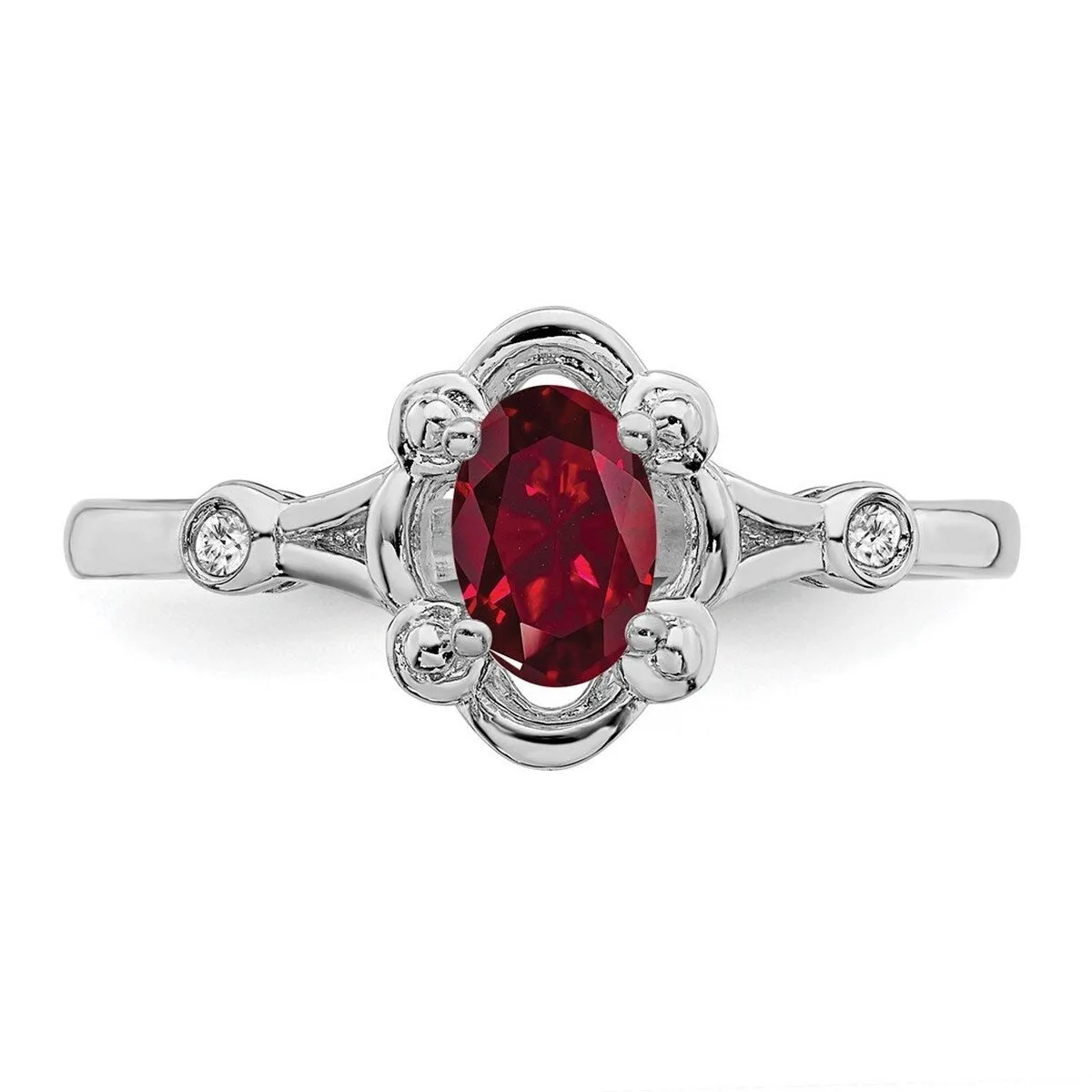Curata 925 Sterling Silver Polished Created Ruby and Diamond Ring 2mm sold by Zulily product image thumbnail 5