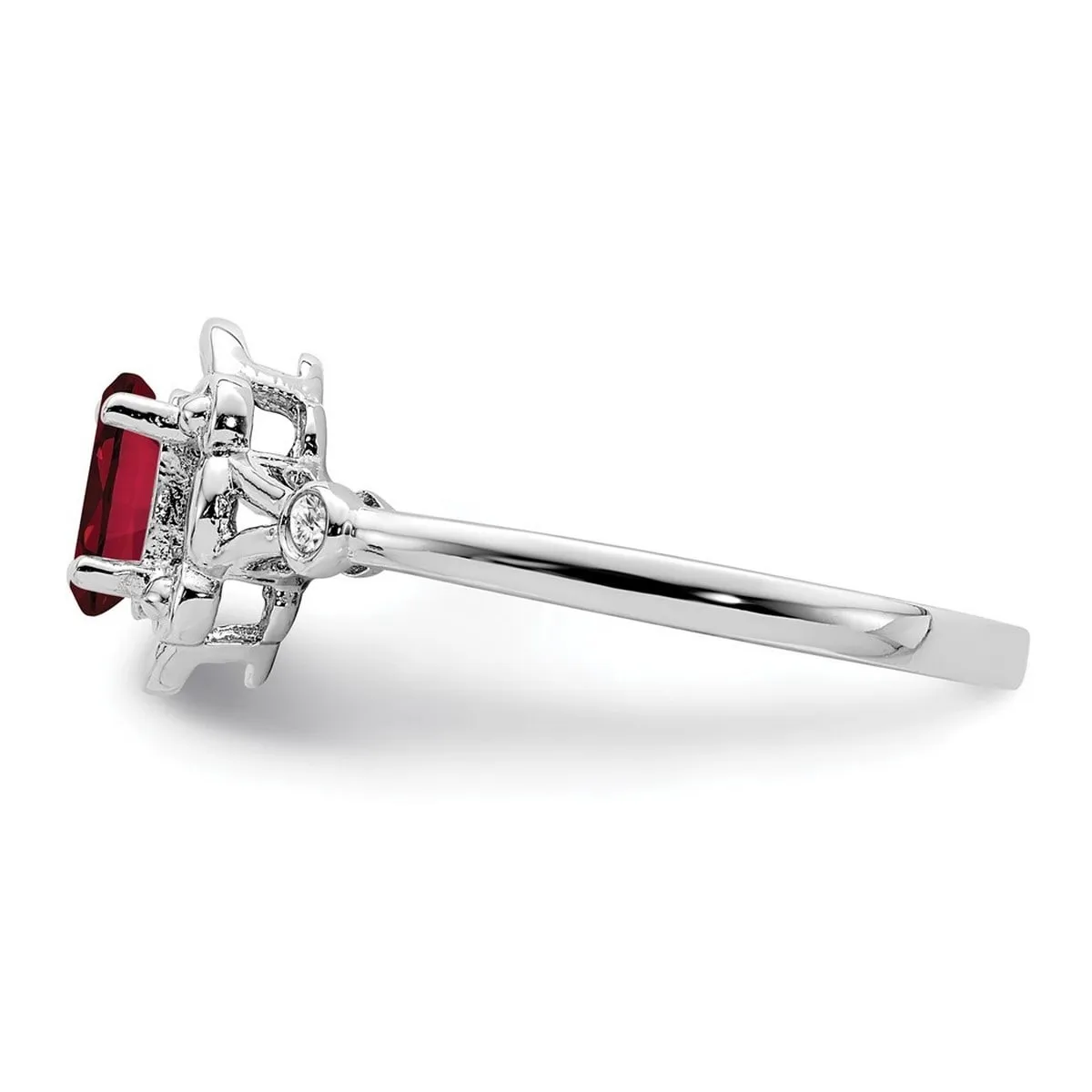 Curata 925 Sterling Silver Polished Created Ruby and Diamond Ring 2mm sold by Zulily product image thumbnail 3