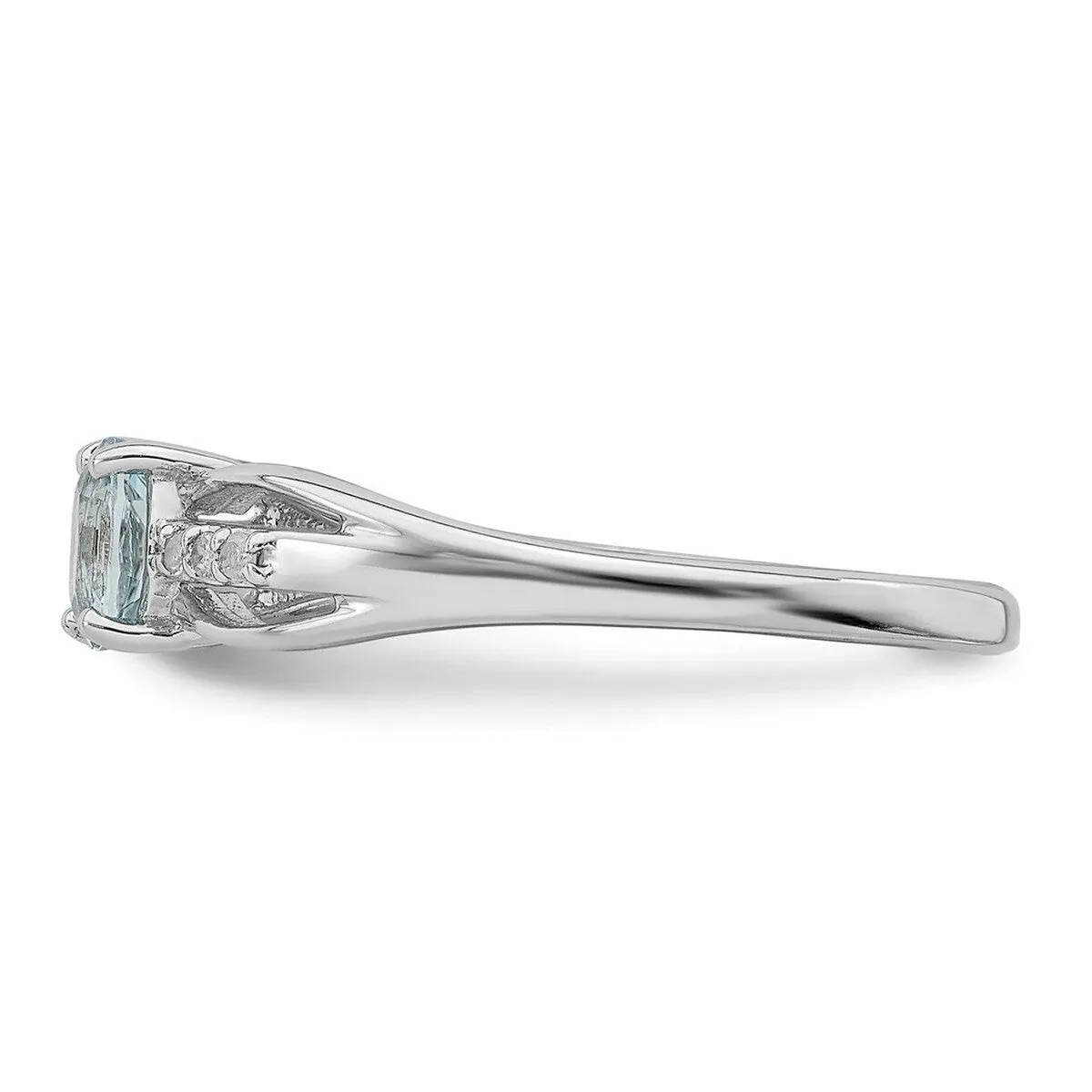 Curata 925 Sterling Silver Rhod Plated Diamond Aquamarine Ring sold by Zulily product image thumbnail 3