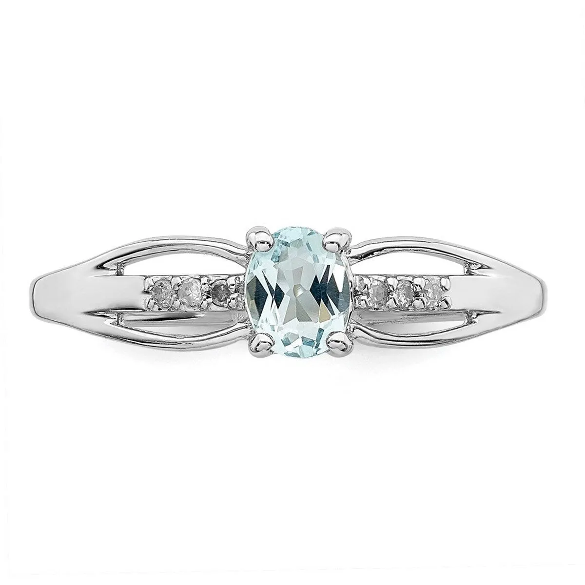 Curata 925 Sterling Silver Rhod Plated Diamond Aquamarine Ring sold by Zulily product image thumbnail 5