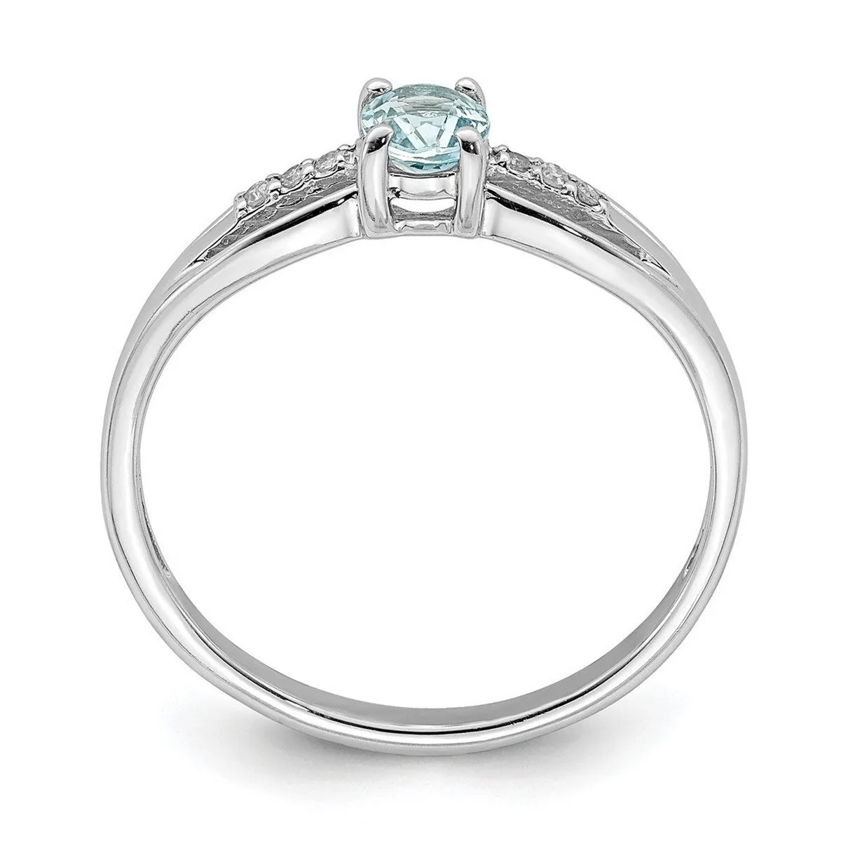 Curata 925 Sterling Silver Rhod Plated Diamond Aquamarine Ring sold by Zulily product image thumbnail 4