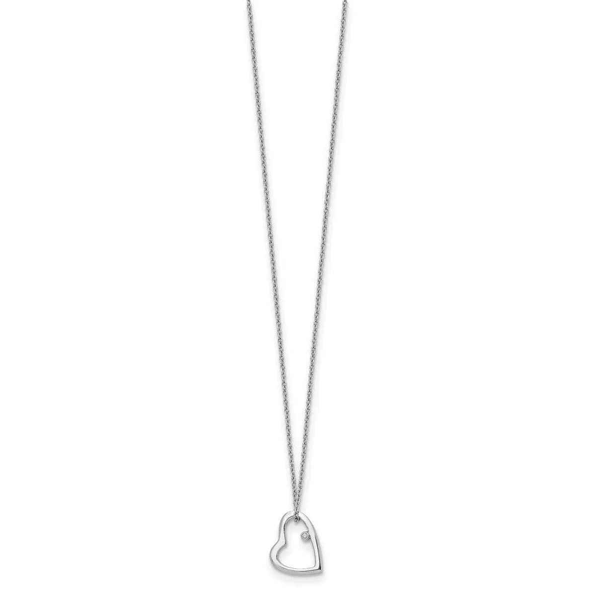 Curata 925 Sterling Silver Lobster Claw Closure .01ct Diamond Heart Necklace 18" 21mm sold by Zulily product image thumbnail 2