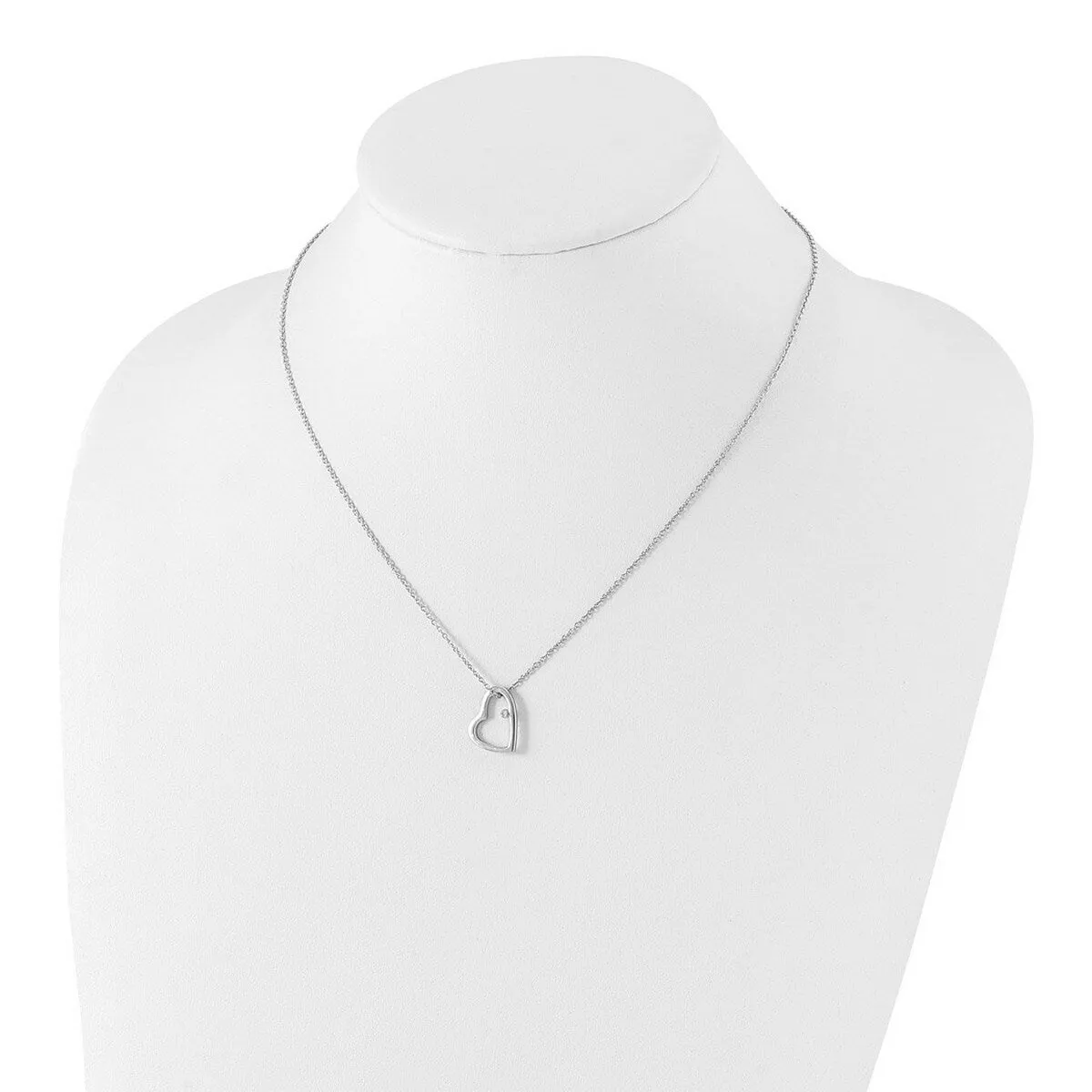 Curata 925 Sterling Silver Lobster Claw Closure .01ct Diamond Heart Necklace 18" 21mm sold by Zulily product image thumbnail 3