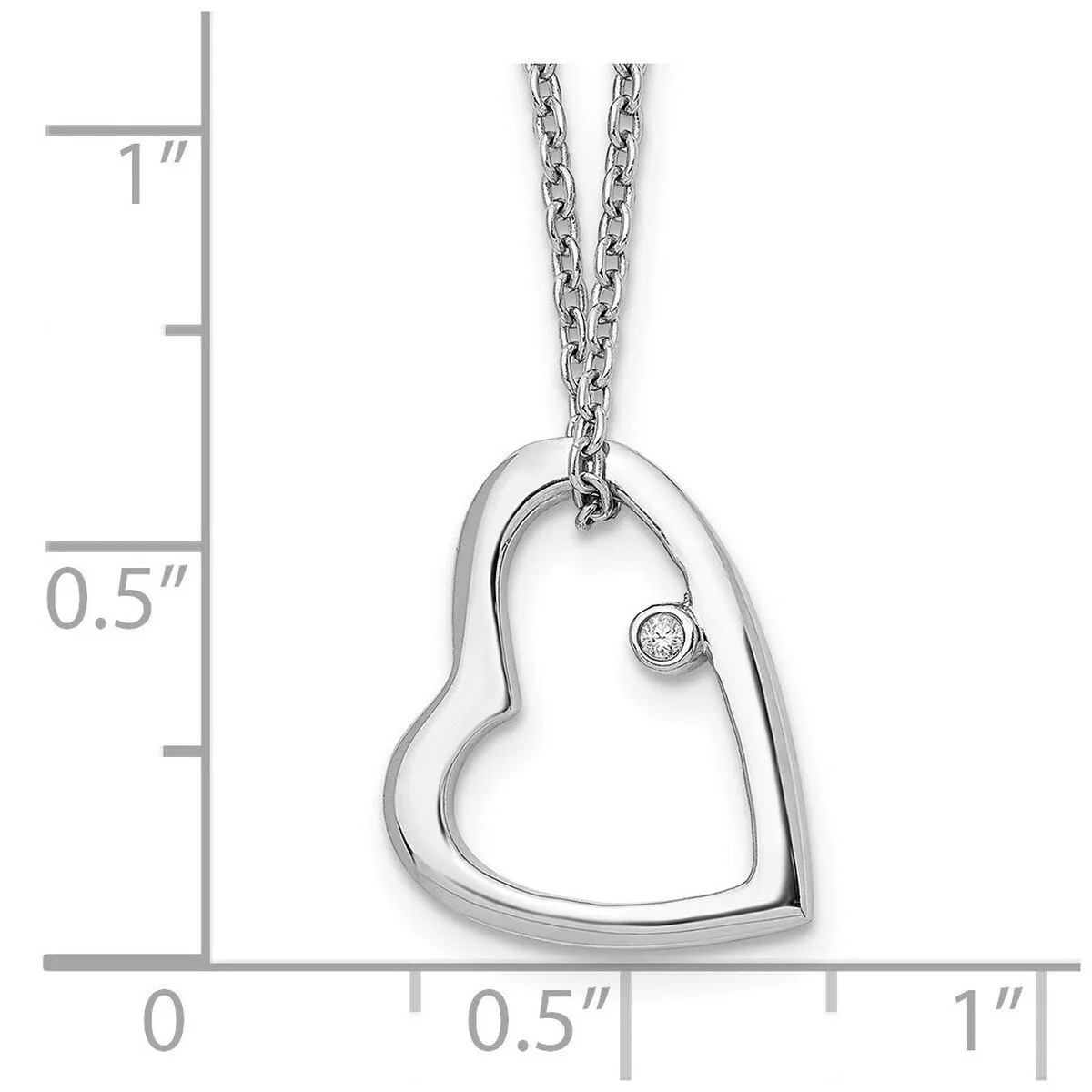 Curata 925 Sterling Silver Lobster Claw Closure .01ct Diamond Heart Necklace 18" 21mm sold by Zulily product image thumbnail 4