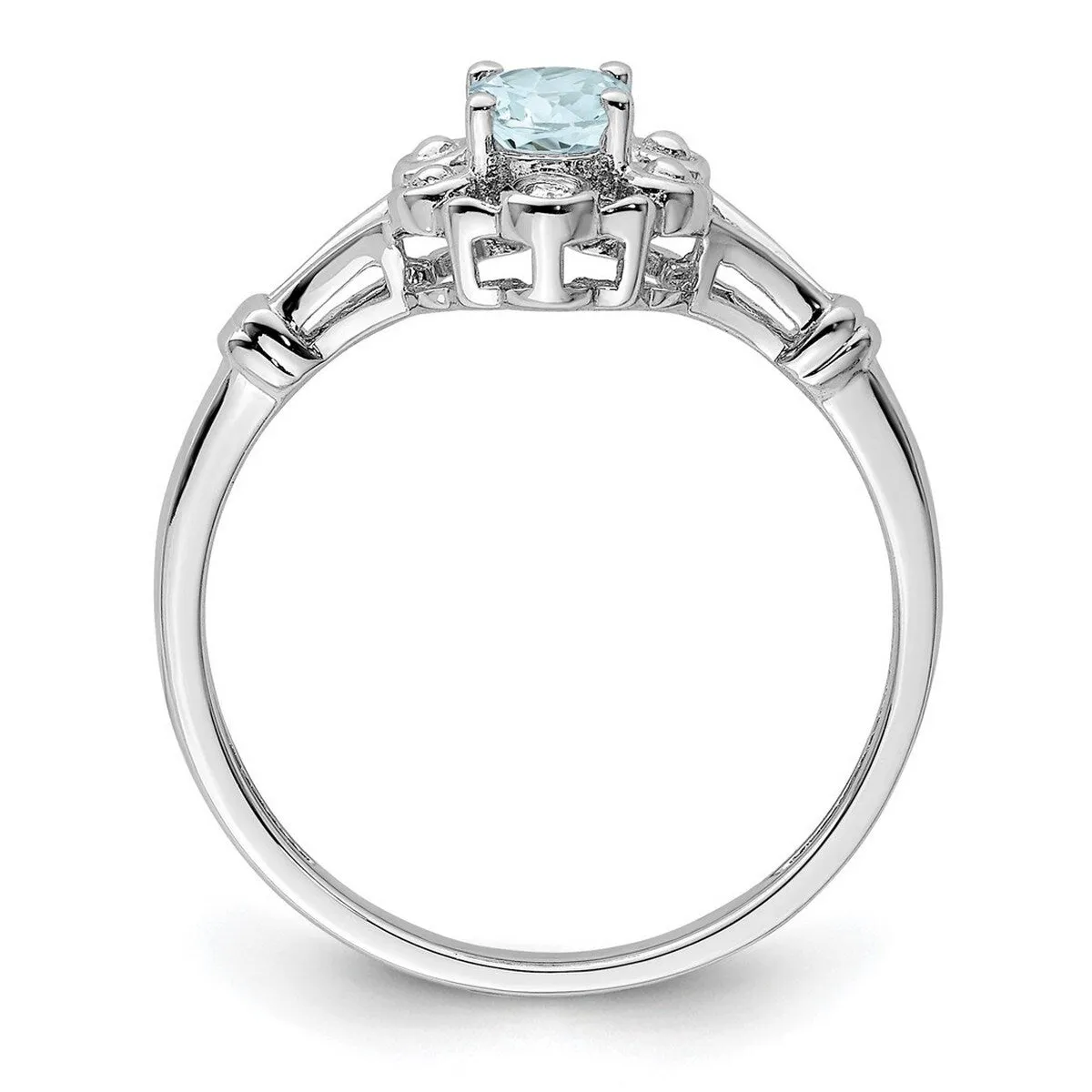 Curata 925 Sterling Silver Polished Aquamarine and Diamond Ring 2mm sold by Zulily product image thumbnail 4